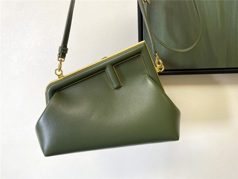 Fendi First Small Leather Bag Dark Green High