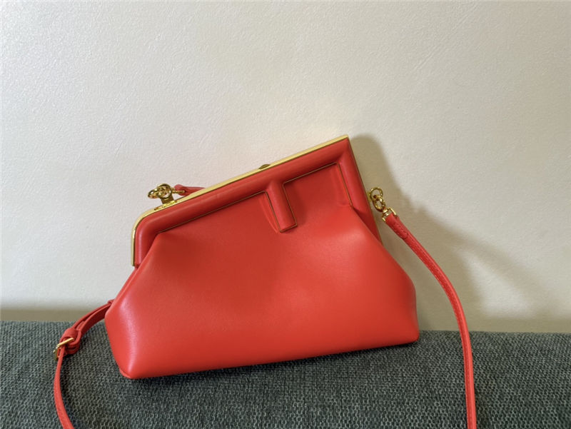 Fendi First Small Leather Bag Orange Red High