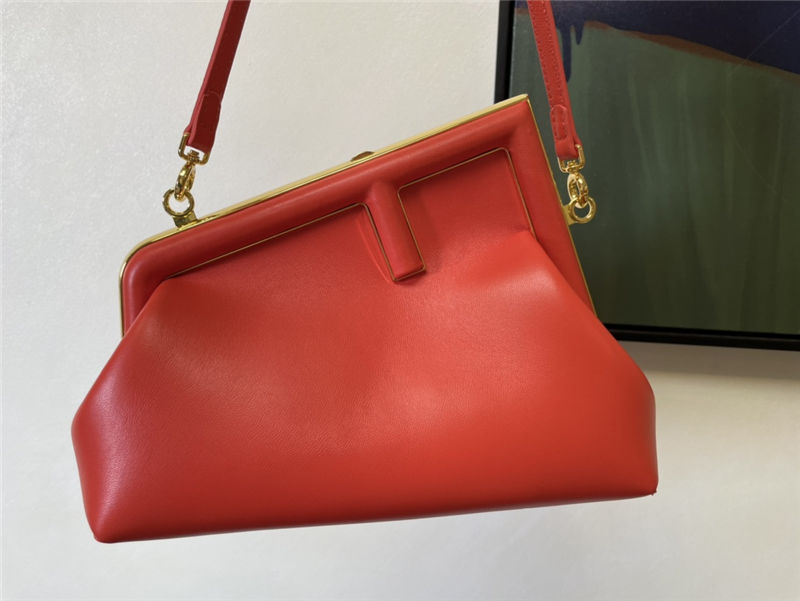 Fendi First Small Leather Bag Orange Red High