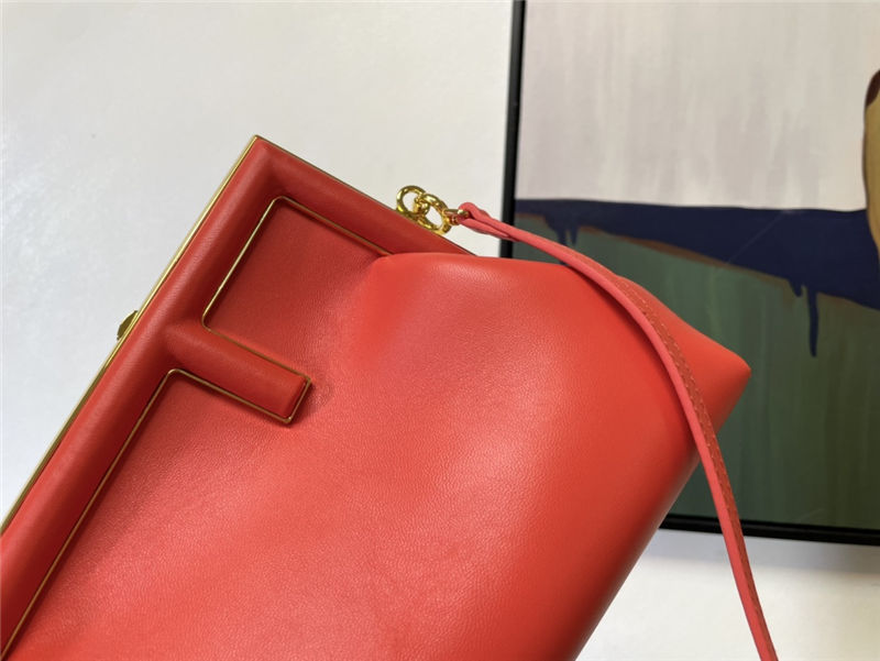 Fendi First Small Leather Bag Orange Red High