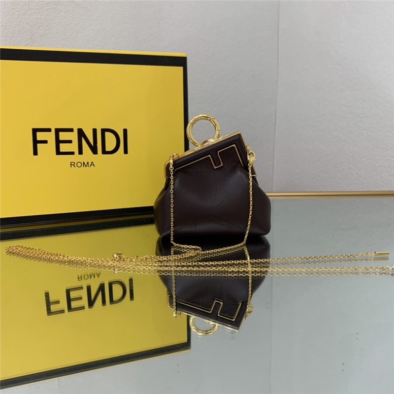 Nano Fendi First Charm Leather Coffee High