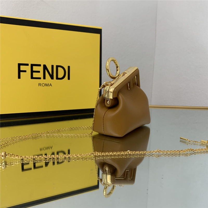 Nano Fendi First Charm Leather Caramel High