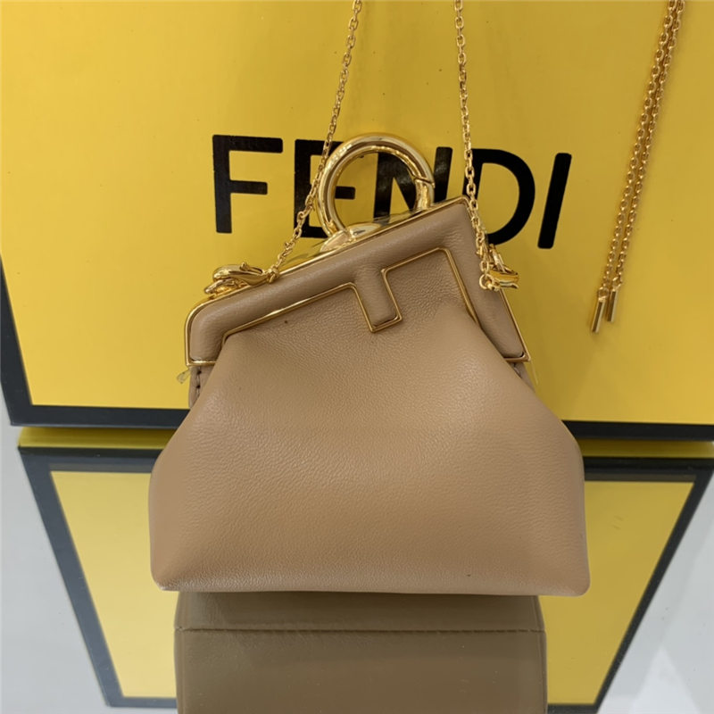 Nano Fendi First Charm Leather Beige High