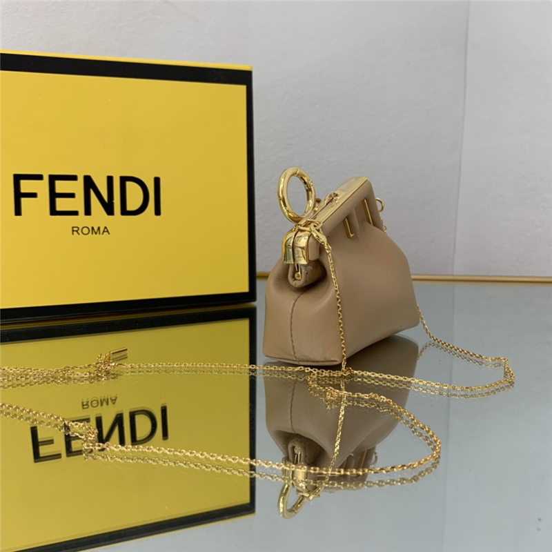 Nano Fendi First Charm Leather Beige High