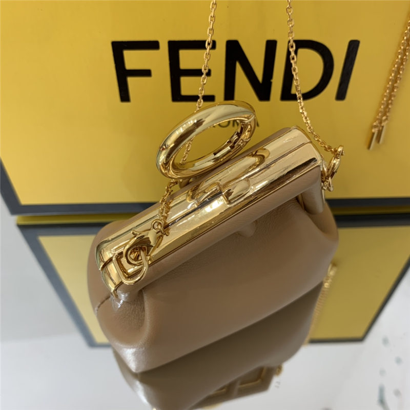 Nano Fendi First Charm Leather Beige High