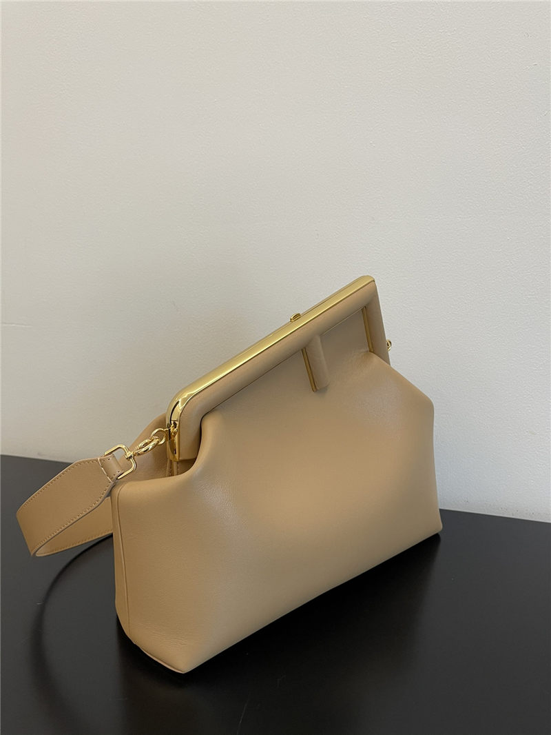 Fendi First Medium Leather Bag Beige High