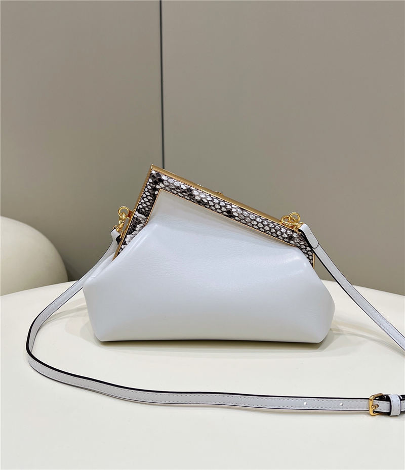 Fendi First Small Leather Bag with exotic details White High