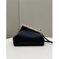 Fendi First Small Leather Bag with exotic details Black  High