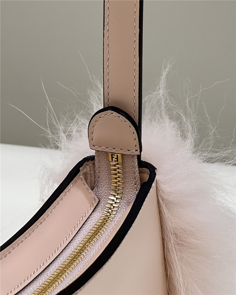 Fendi O’Lock Swing leather and fox fur pouch High