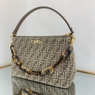 Fendi O’Lock Zipper tapestry fabric bag High