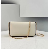 BAGUETTE Chain Leather bag White High