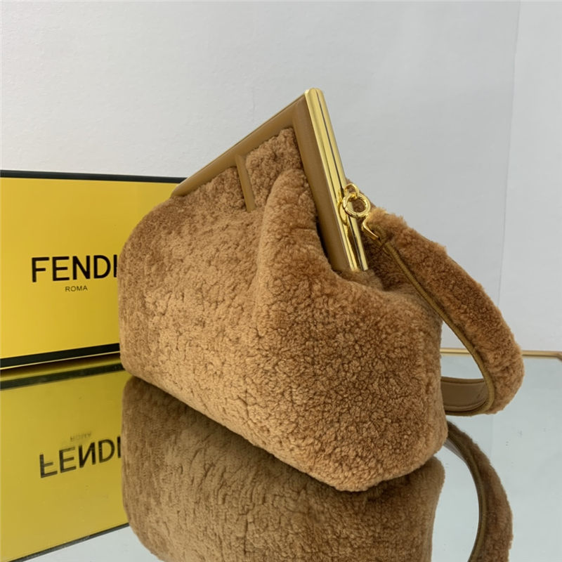 Fendi FIRST MEDIUM sheepskin bag Brown High