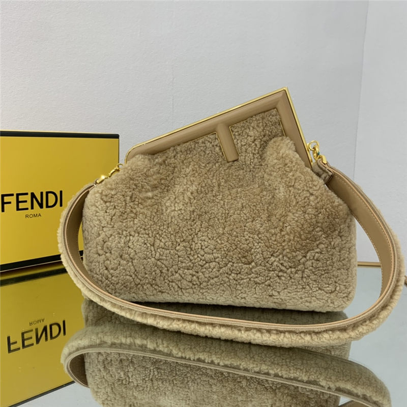 Fendi FIRST MEDIUM sheepskin bag Beige High