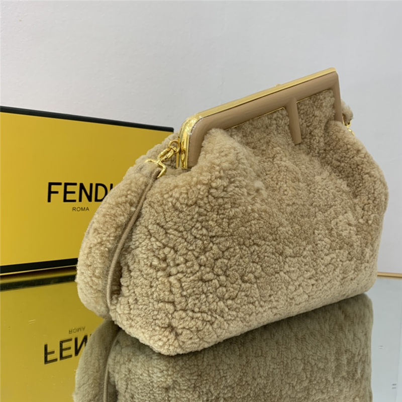 Fendi FIRST MEDIUM sheepskin bag Beige High