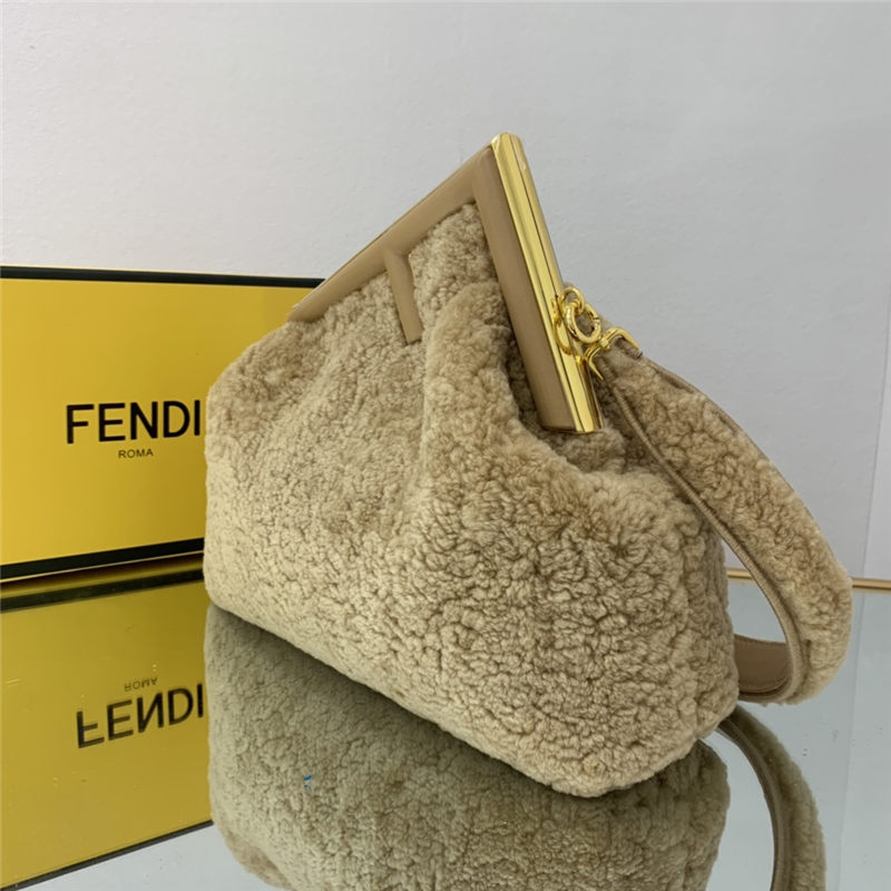 Fendi FIRST MEDIUM sheepskin bag Beige High