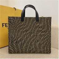 Fendi SHOPPER glazed canvas bag Brown High