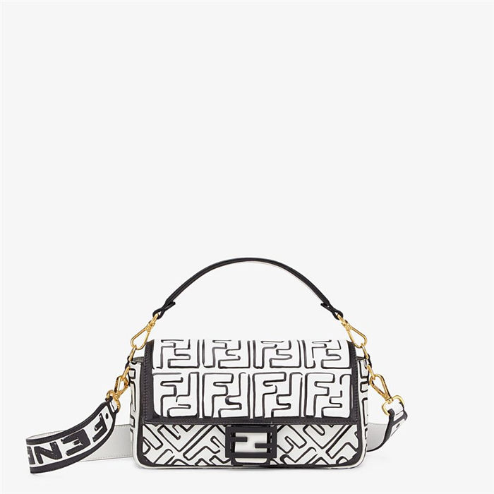 BAGUETTE nappa leather FF print bag White High