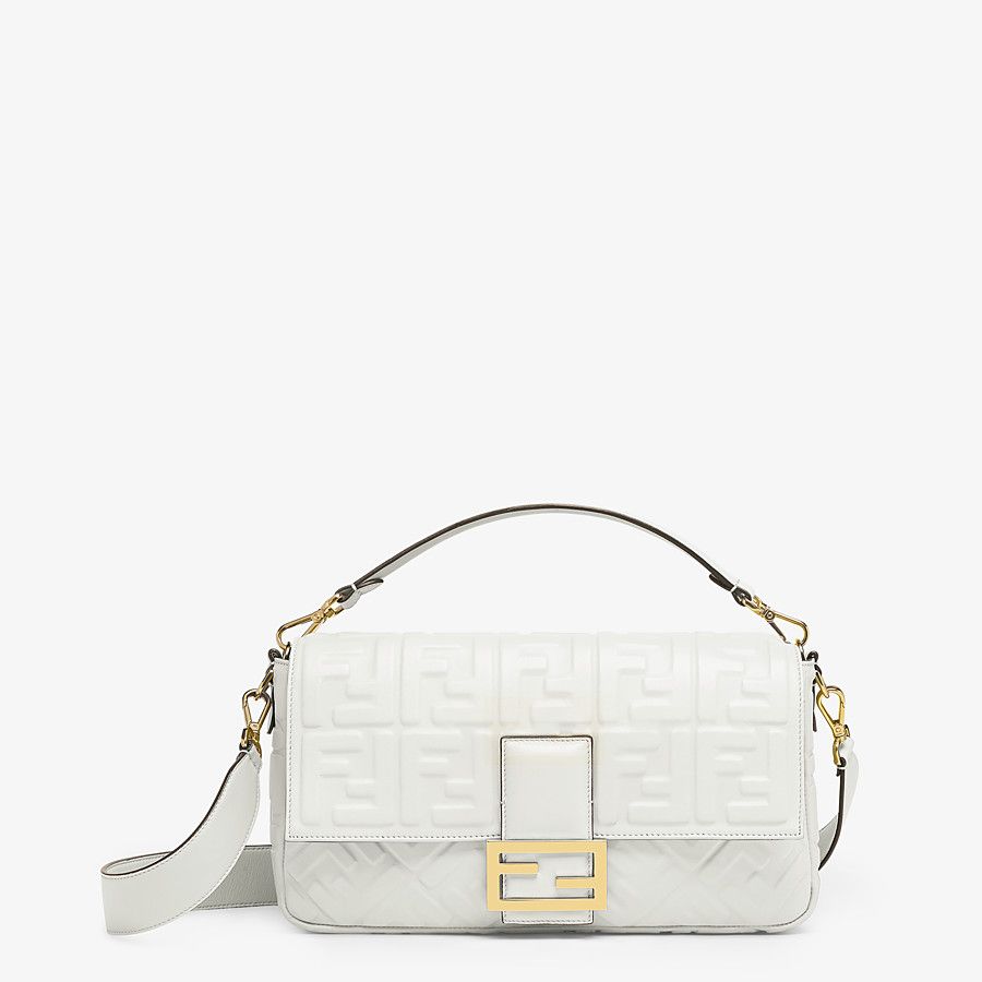 LARGE BAGUETTE leather bag white High