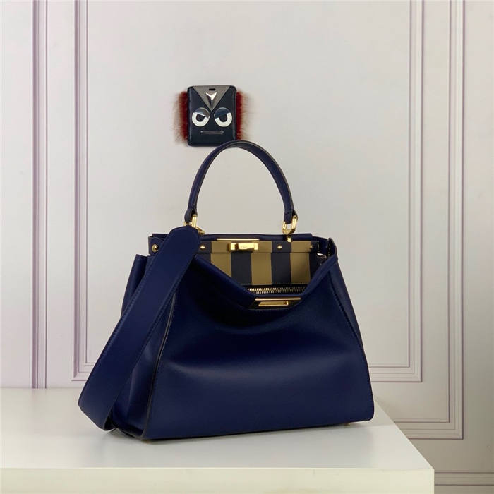 PEEKABOO ICONIC MEDIUM leather bag Navy blue High