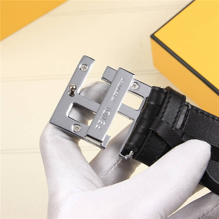 Fendi FF Leather Belt 38mm FF Buckle High