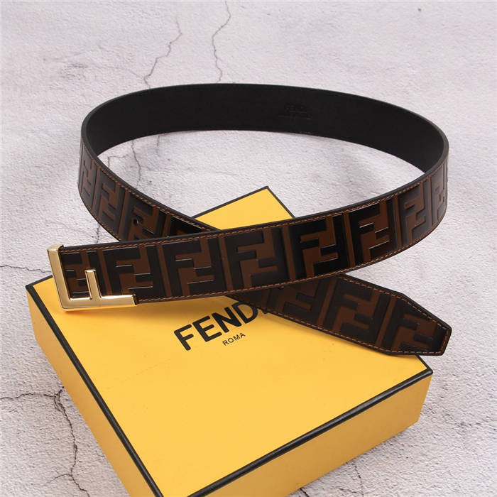 Fendi Leather Belt 38mm F Buckle High