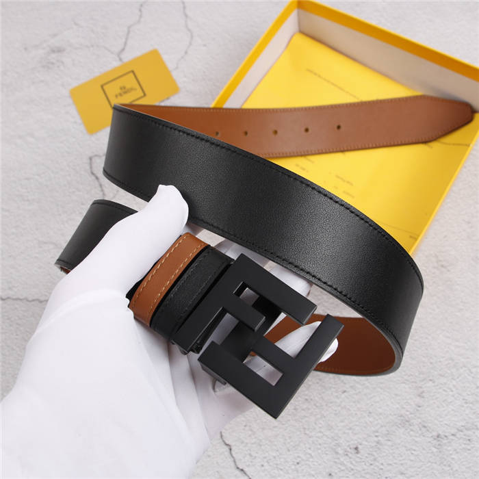 Fendi Leather Belt 40mm FF Buckle Tan High