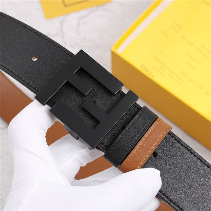 Fendi Leather Belt 40mm FF Buckle Tan High