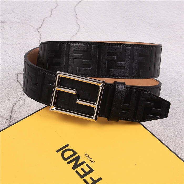 Fendi FF Leather Belt 38mm Baguette Buckle High