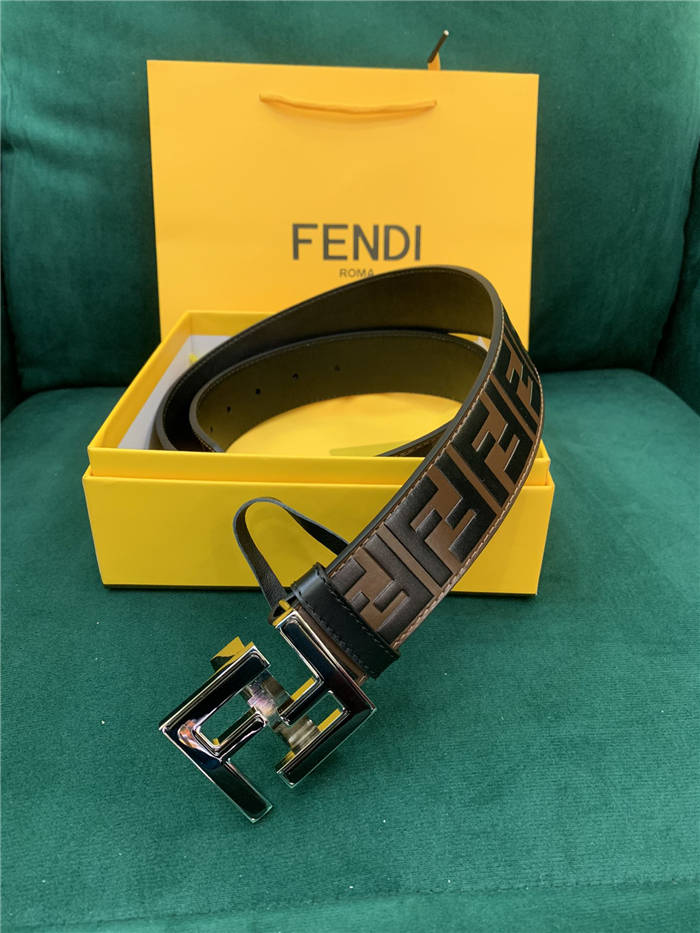 Fendi FF Leather Belt 38mm FF Buckle High