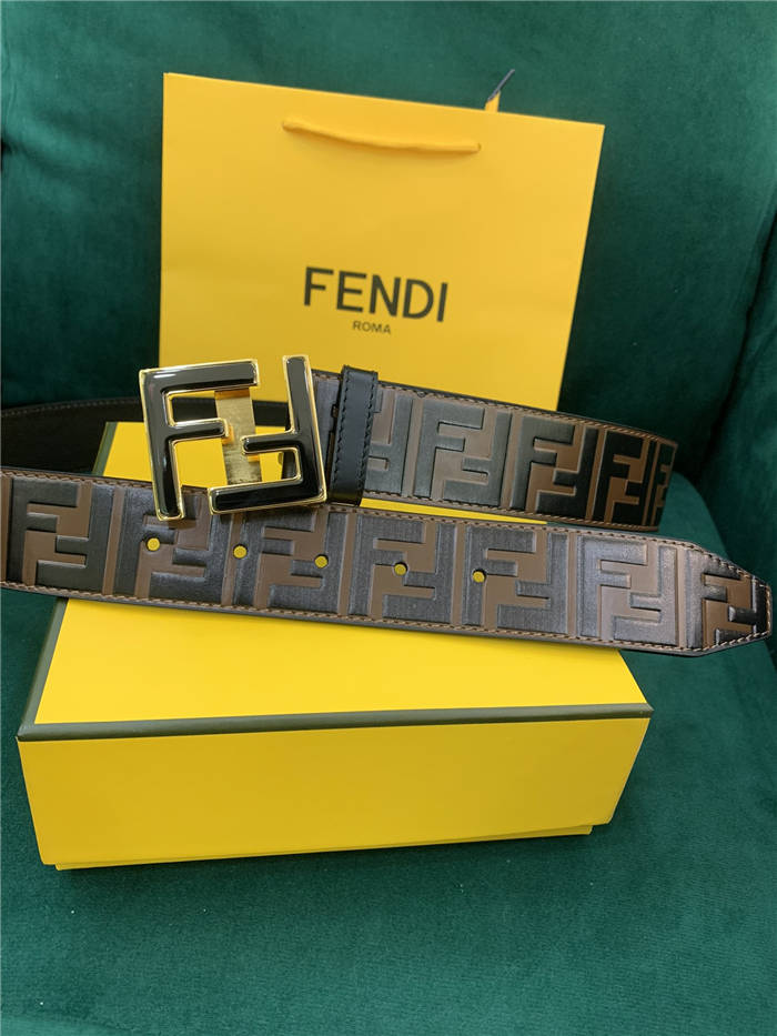 Fendi FF Leather Belt 38mm FF Buckle High