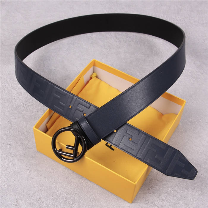 Fendi Leather Belt 38mm Stud-buckle Navy High