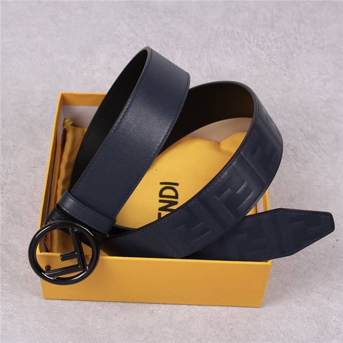 Fendi Leather Belt 38mm Stud-buckle Navy High