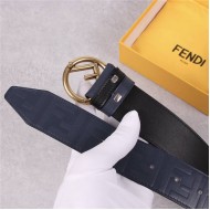 Fendi Leather Belt 38mm Stud-buckle Navy High