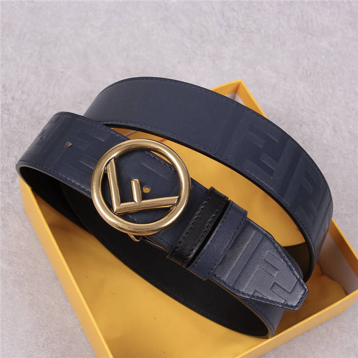 Fendi Leather Belt 38mm Stud-buckle Navy High