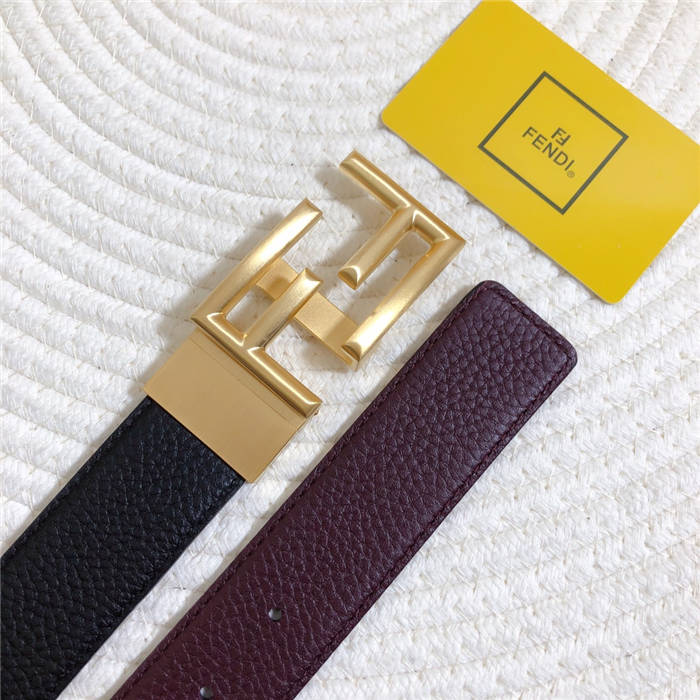 Fendi Leather Belt 34mm FF Buckle Togo High