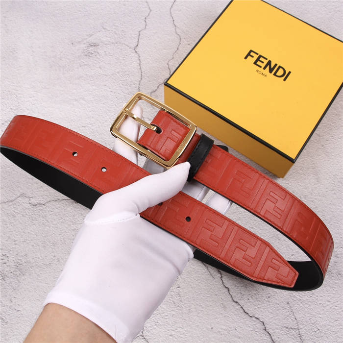 Fendi FF Leather Belt 35mm Pin Buckle High