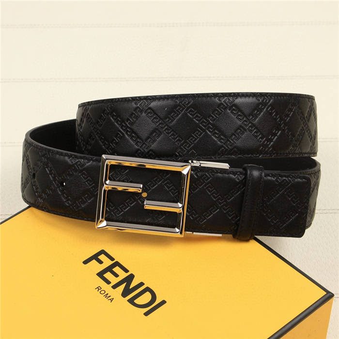 Fendi FF Leather Belt 38mm Baguette Buckle High