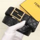 Fendi FF Leather Belt 38mm Baguette Buckle High