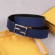 Fendi Leather Belt 40mm Baguette Buckle Navy High