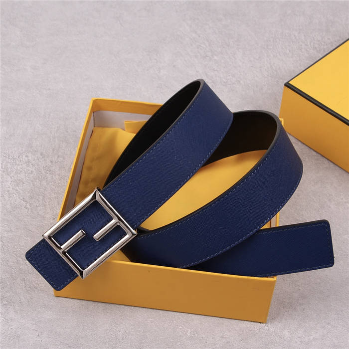 Fendi Leather Belt 40mm Baguette Buckle Navy High