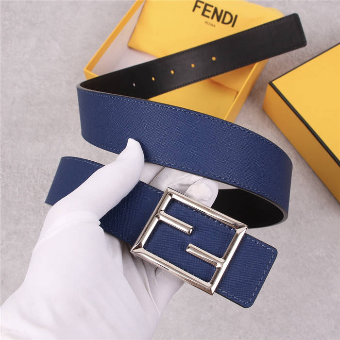 Fendi Leather Belt 40mm Baguette Buckle Navy High