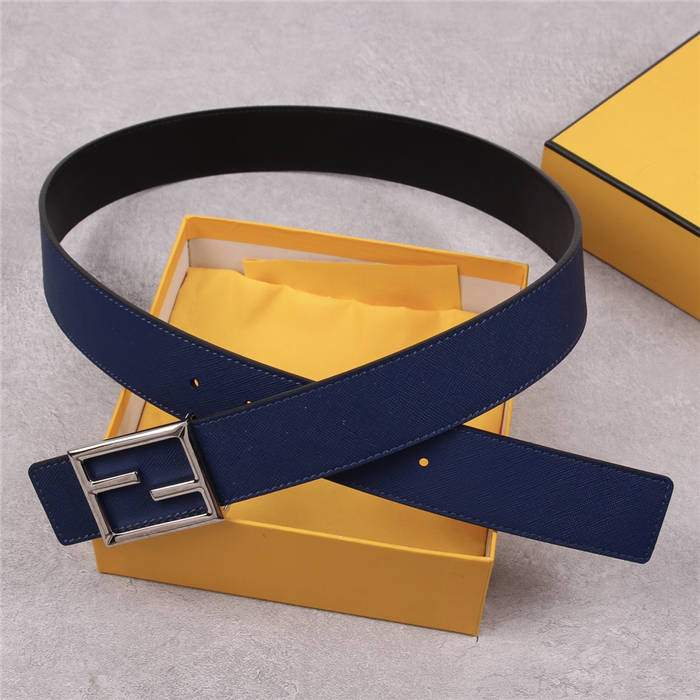 Fendi Leather Belt 40mm Baguette Buckle Navy High