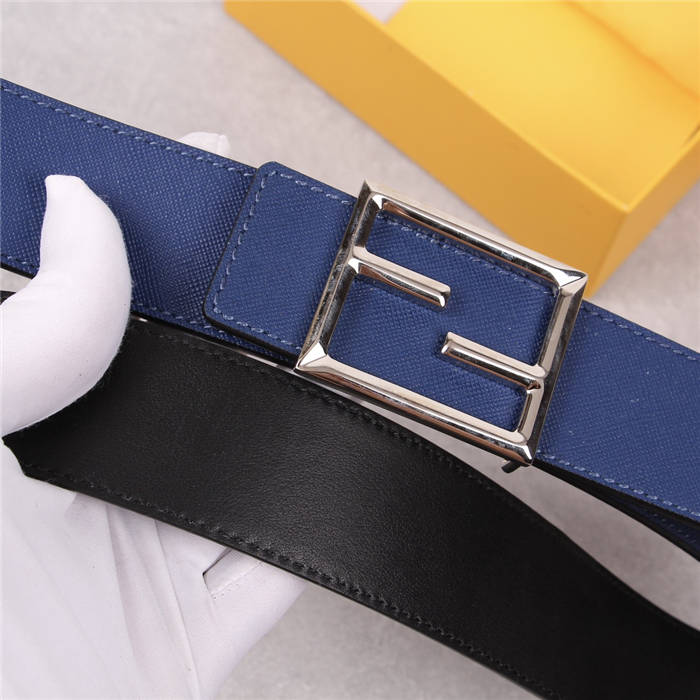 Fendi Leather Belt 40mm Baguette Buckle Navy High