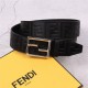 Fendi FF Leather Belt 38mm Baguette Buckle High