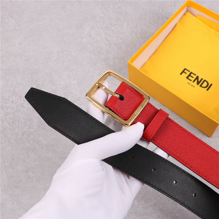 Fendi Leather Belt 35mm Pin Buckle Red High