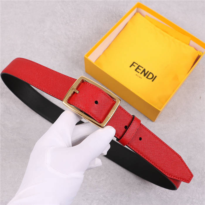 Fendi Leather Belt 35mm Pin Buckle Red High