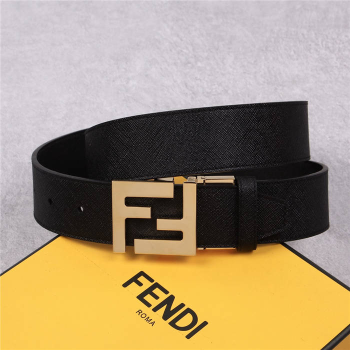 Fendi Leather Belt 38mm FF Buckle Black High