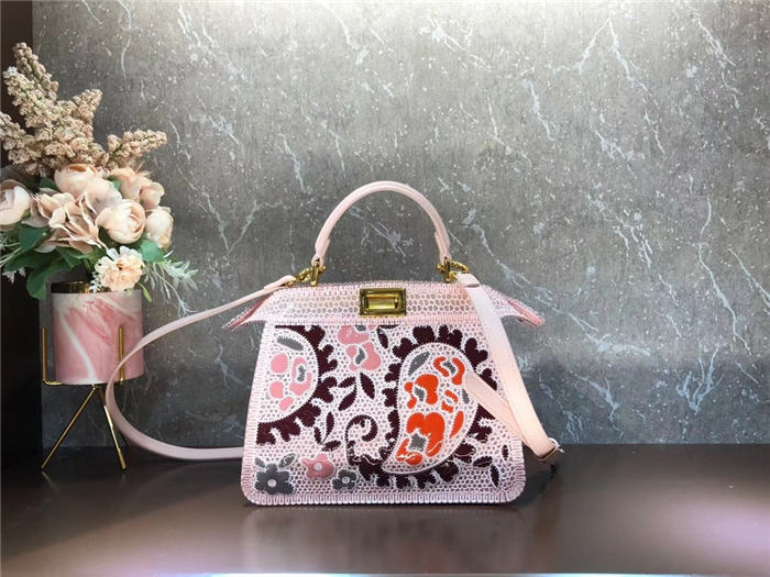 Fendi PEEKABOO ISEEU SMALL Pink Lace Bag Mid