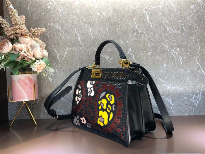 Fendi PEEKABOO ISEEU SMALL Black Lace Bag Mid