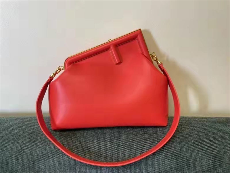 Fendi First Medium Leather Bag Red High